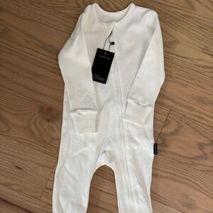 Little Bipsy White Ribbed Zip Romper